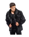 Manteau fausse fourrure noir