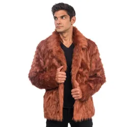 Manteau fausse fourrure brun