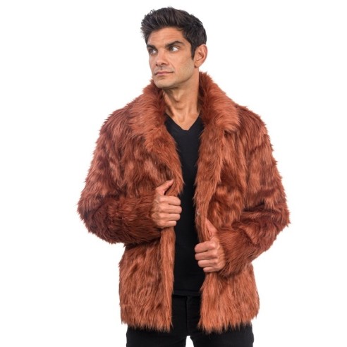 Manteau fausse fourrure brun