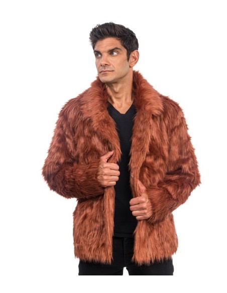Manteau fausse fourrure brun
