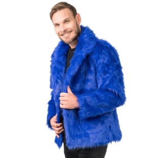 Manteau fausse fourrure bleu