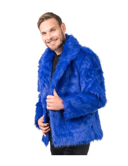 Manteau fausse fourrure bleu