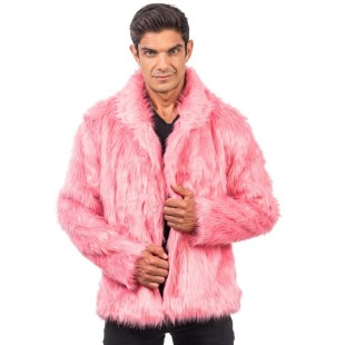 Manteau fausse fourrure vieux rose