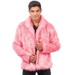 Manteau fausse fourrure vieux rose