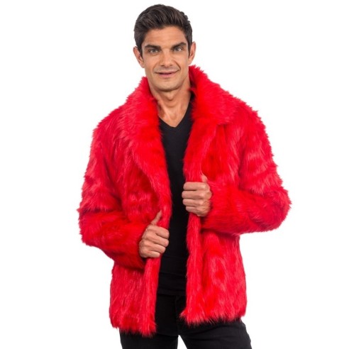 Manteau fausse fourrure rouge