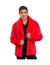 Manteau fausse fourrure rouge
