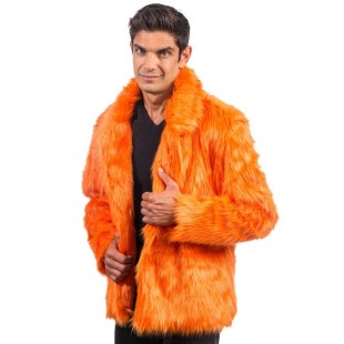 Manteau fausse fourrure orange