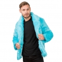 Manteau fausse fourrure bleu aqua