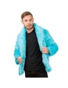 Manteau fausse fourrure bleu aqua