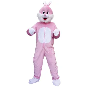 Mascotte de lapin rose et blanc pour adulte