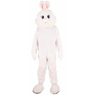 Mascotte de lapin blanc à grosse tête