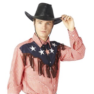 Chapeau cowboy simili cuir noir