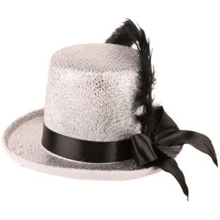 Mini Haut de forme paillettes argent