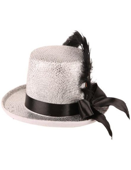 Mini Haut de forme paillettes argent