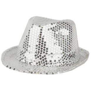 Chapeau funk paillettes argent