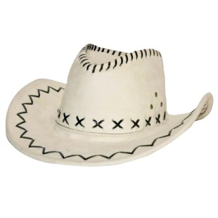 Chapeau cowboy simili cuir blanc