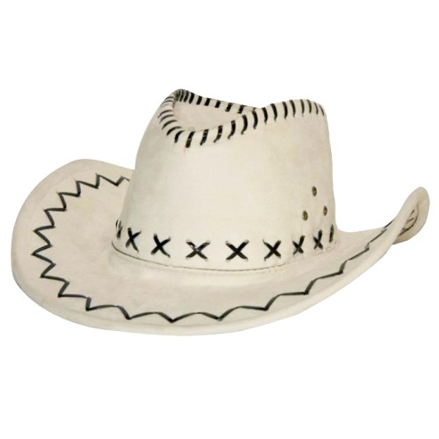 Chapeau cowboy simili cuir blanc