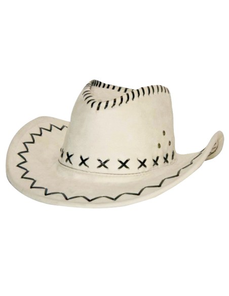 Chapeau cowboy simili cuir blanc