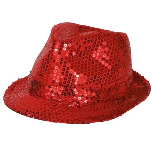 Chapeau funk paillettes rouge