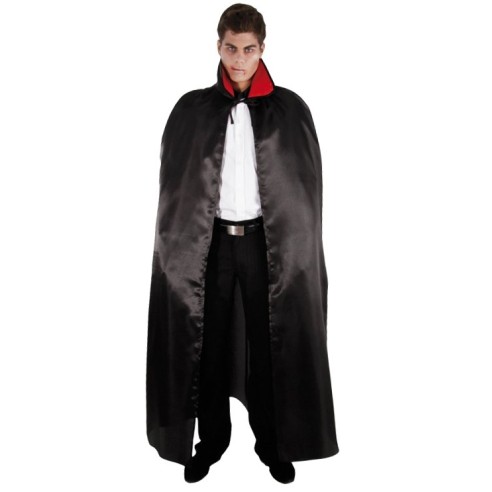 Cape satin noire col rouge 152cm