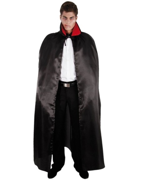 Cape satin noire col rouge 152cm
