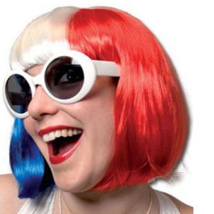 Perruque supporter carré tricolore