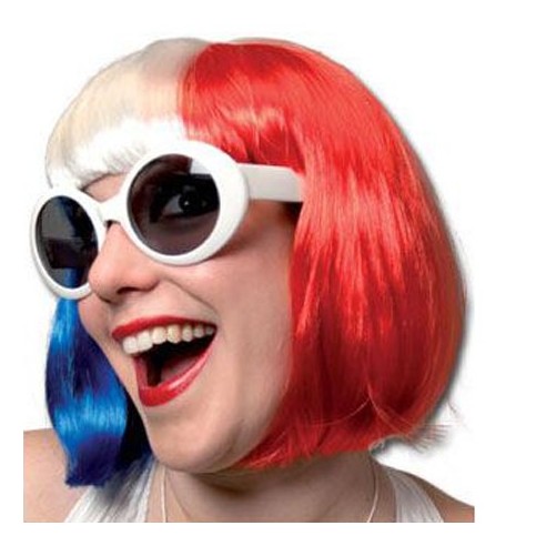 Perruque supporter carré tricolore