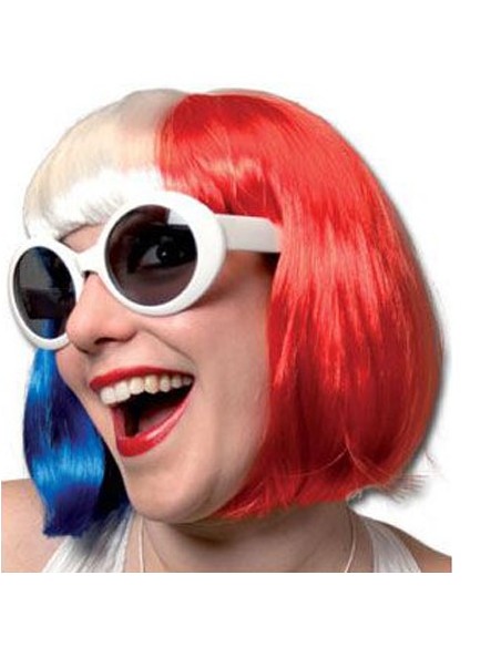 Perruque supporter carré tricolore