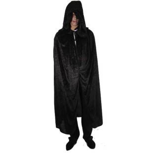 Déguisement Halloween - Cape capuche velours noir 182cm