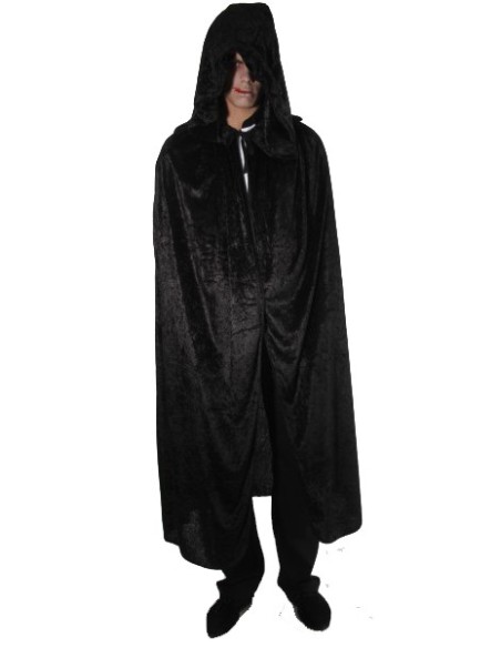 Déguisement Halloween - Cape capuche velours noir 182cm