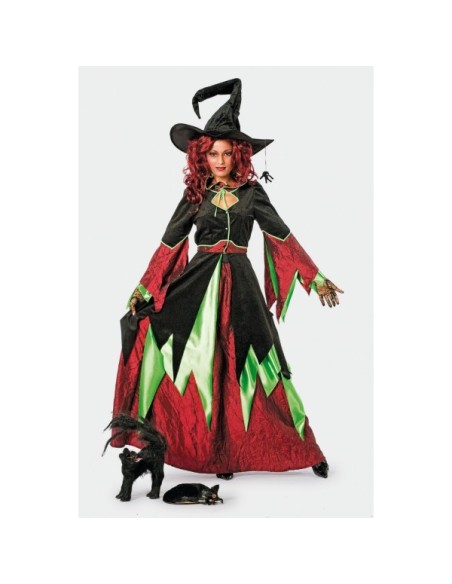 Location costume Sorcière Vert / Bordeaux