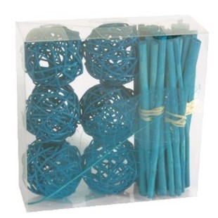 Boîte Fagots, boules rotin et feuille