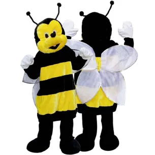 Mascotte abeille noire et jaune pour homme et femme