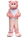 Mascotte de cochon rose et blanc avec grosse tête pour adulte