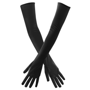 Accessoire déguisement femme - Gants longs coton noirs 2