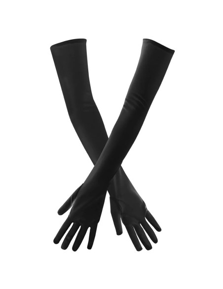 Accessoire déguisement femme - Gants longs coton noirs