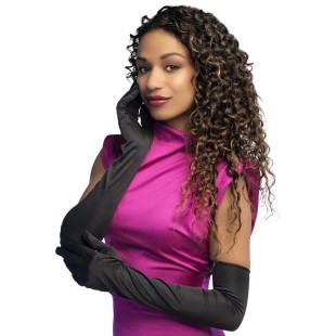 Accessoire déguisement femme - Gants longs coton noirs