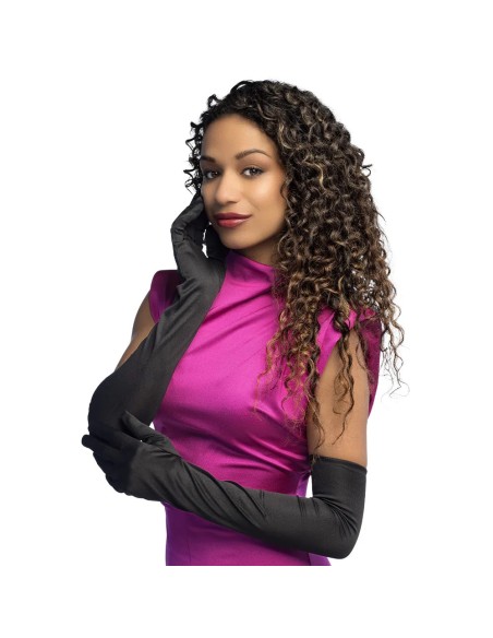 Accessoire déguisement femme - Gants longs coton noirs