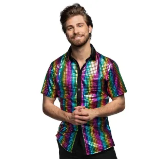 Chemise Disco diamond arc en ciel