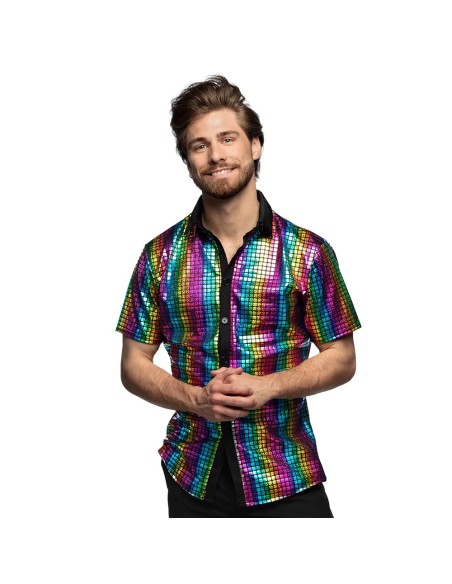 Chemise Disco diamond arc en ciel