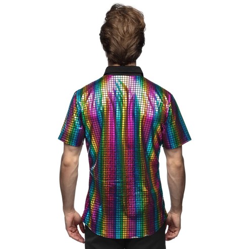 Chemise Disco diamond arc en ciel