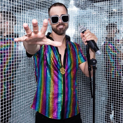 Chemise Disco diamond arc en ciel