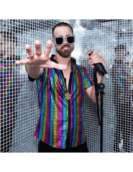 Chemise Disco diamond arc en ciel