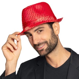 Chapeau funk paillettes rouge