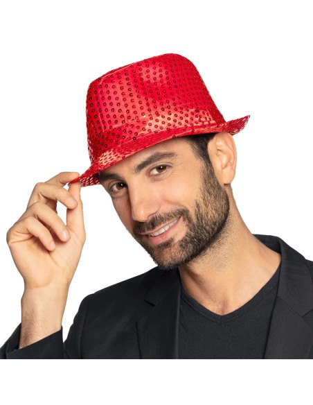 Chapeau funk paillettes rouge