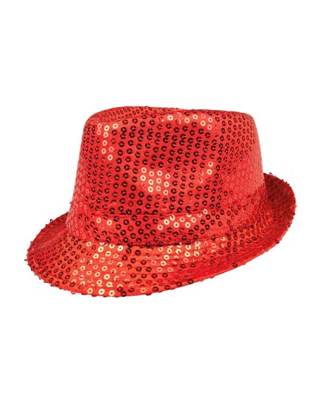 Chapeau funk paillettes rouge