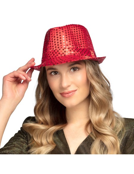 Chapeau funk paillettes rouge