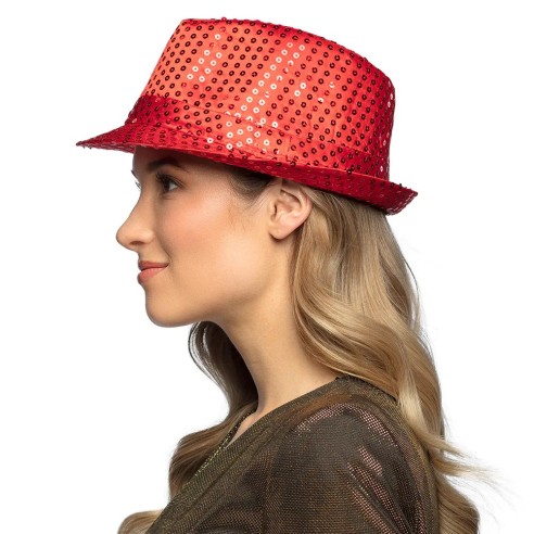 Chapeau funk paillettes rouge