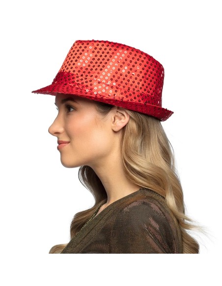 Chapeau funk paillettes rouge