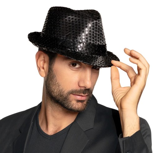 Chapeau funk paillettes noir